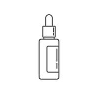 A bottle of liquid medicine is shown in a line drawing vector