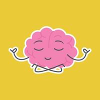 Brain in meditation pose on yellow background vector