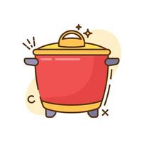 A red pot with a handle and a lid vector