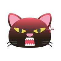 an angry cat icon with a red face vector