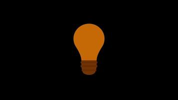 Flashing light bulb icon. Loop animation. fast flashing light on black background. video
