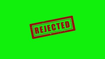 Rejected stamp, Motion graphics chroma key. Alpha channel green screen. grunge text style. video