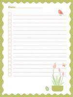 Page template for records with flowers and a cute bird vector