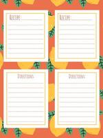 Set of cards for writing recipes on a background with lemons vector