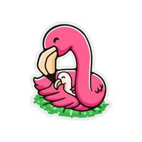 Illustration Flamingo bird in nest with smile face vector