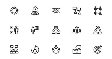 Teamwork and Collaboration Icon Pack., Scalable Icons for Teamwork, Cooperation, Group Projects, and Leadership vector