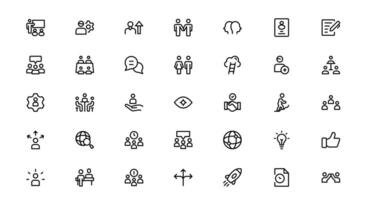 Teamwork and Collaboration Icon Pack. Clean, Scalable Icons for Teamwork, Cooperation, Group Projects, and work vector