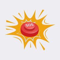 Red SOS button for emergency alarm stock illustration vector