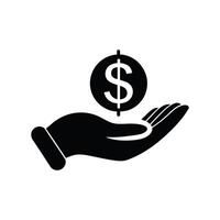 hands on dollar sign silhouette simple vector