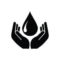 hands on drop icon silhouette simple vector