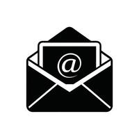 Envelope open in email icon silhouette vector