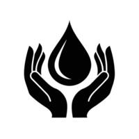Hands with water drop icon. illustration on white background vector