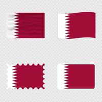 Qatar national flag in four different styles. vector