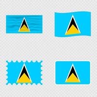 Saint Lucia national flag in four different styles. vector