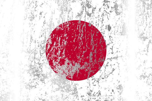 Japan flag with grunge effect.