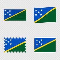 Solomon Islands national flag in four different styles. vector