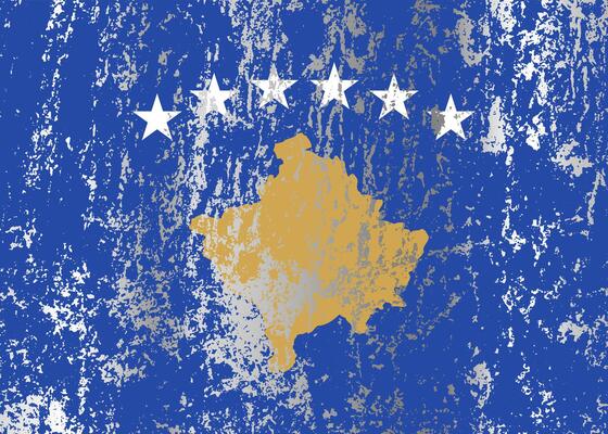 Kosovo flag with grunge effect.