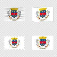 Saint Barthelemy national flag in four different styles. vector