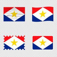 Saba national flag in four different styles. vector