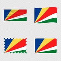 Seychelles national flag in four different styles. vector
