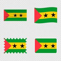 Sao Tome and Principe national flag in four different styles. vector