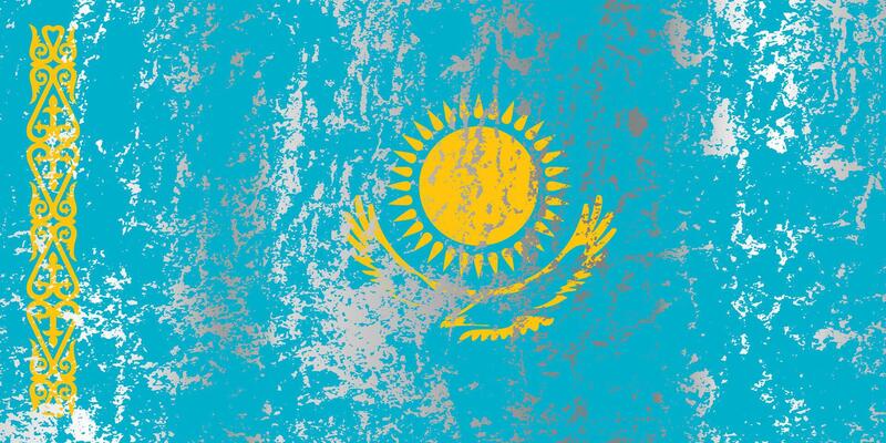 Kazakhstan flag with grunge effect.