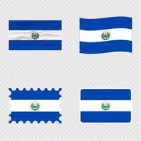 El Salvador national flag in four different styles. vector