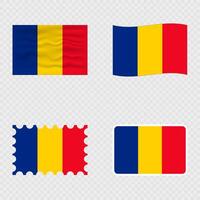 Romania national flag in four different styles. vector