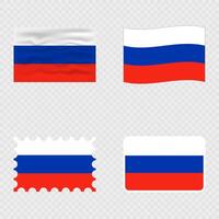 Russia national flag in four different styles. vector