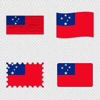 Samoa national flag in four different styles. vector