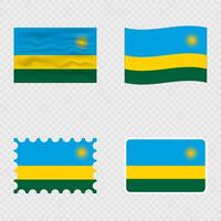 Rwanda national flag in four different styles. vector