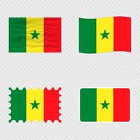 Senegal national flag in four different styles. vector