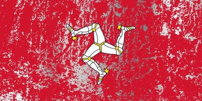 Isle of Man flag with grunge effect. vector