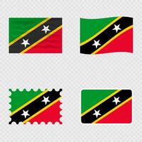Saint Kitts and Nevis national flag in four different styles. vector