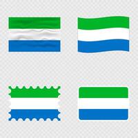 Sierra Leone national flag in four different styles. vector