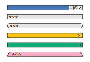 Set windows bar retro unique design vector