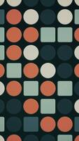 Trendy retro 1970s pattern background with colorful blinking geometric shapes in vintage color tones - beige, teal and orange. This vertical background animation is HD and a seamless loop. video
