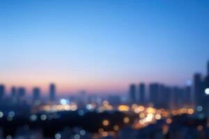 abstract blur bokeh of cityscape at twilight time background photo