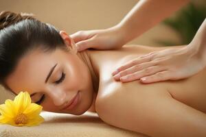 Enjoying tranquility during a soothing back massage photo