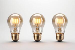 Three lamps isolated on white background. Set or collection. photo