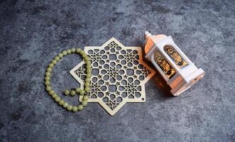 beads, Lantern on dark background ramadhan of the holy month of ramadan kareem photo