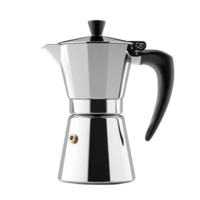 A coffee maker with a black handle and a silver top png