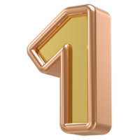 1 Rose Gold With Gold Number 3D png