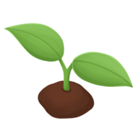 Seedling with soil cartoon isometric png