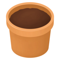 Plant pot with soil cartoon isometric png