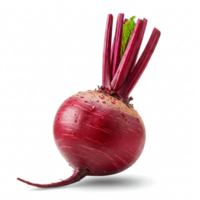 Fresh beetroot with tops and dew drops on transparent background. Fresh and appetizing, ideal for culinary projects and healthy food advertising. For balanced diet and natural lifestyle. png