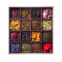 Elegant Spice Box with Assorted Exotic Spices on Transparent Background png
