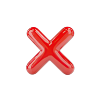 A glossy red x shape centered against a stark creating a simple graphic design element transparent background png