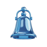 A shiny blue bell with a handle and decorative balls on top against a image render transparent background png