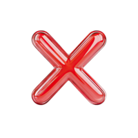 A shiny red cross symbol with rounded edges isolated against a stark in a studio shot transparent background png